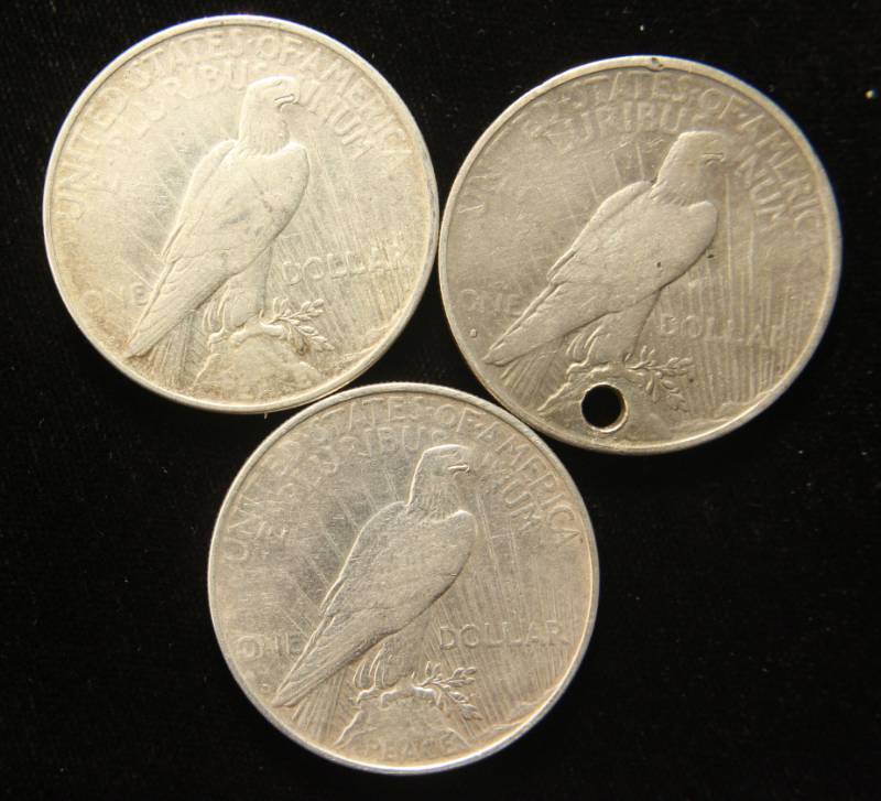 GROUP OF 3 US SILVER DOLLARS AS PICTURED