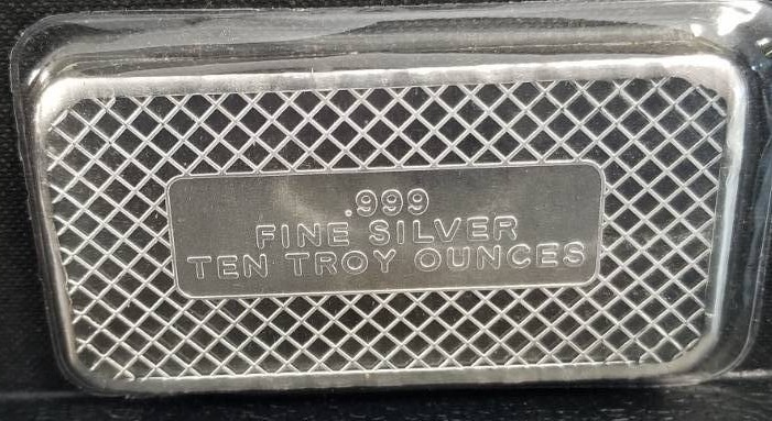 10 TROY OZ. .999 FINE SILVER BAR US FLAG SEALED