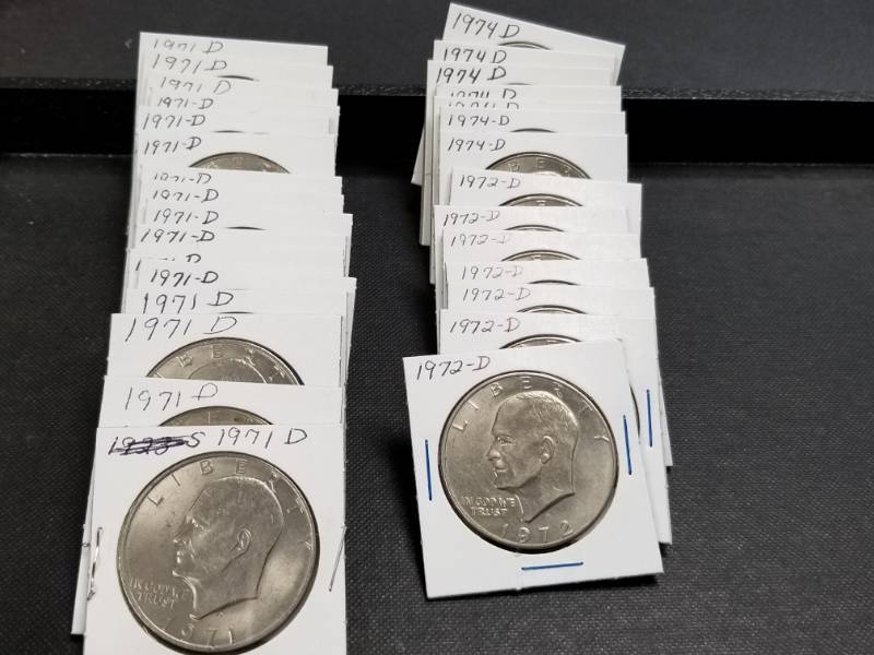 DEALER LOT OF 33 EISENHOWER DOLLARS AS PICTURED