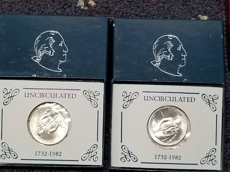 4 PROOF-BU 1982 GEORGE WASHINGTON SILVER COMMEMORATIVE HALVES