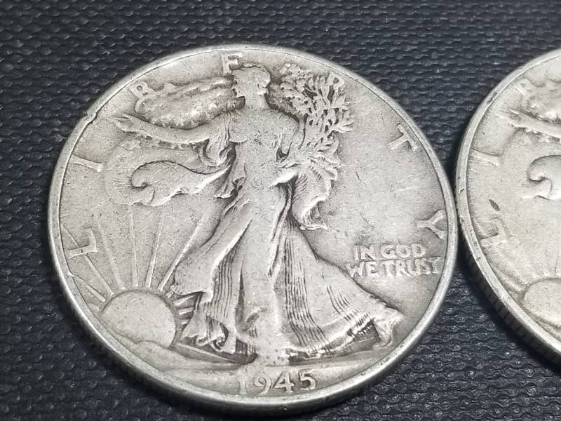 2 WALKING LIBERTY SILVER HALF DOLLARS
