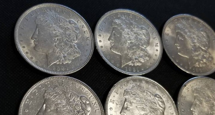 10 HIGHER GRADE 1921 MORGAN SILVER DOLLARS