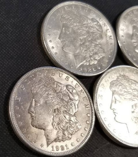 5 HIGHER GRADE 1921 MORGAN SILVER DOLLARS