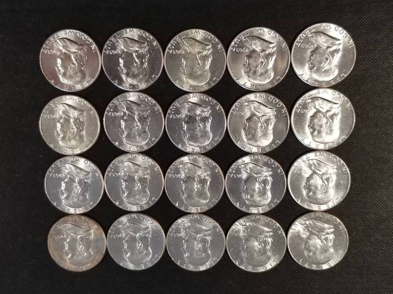 20 BU-UNC 1963 FRANKLIN HALF DOLLARS NICE GROUP