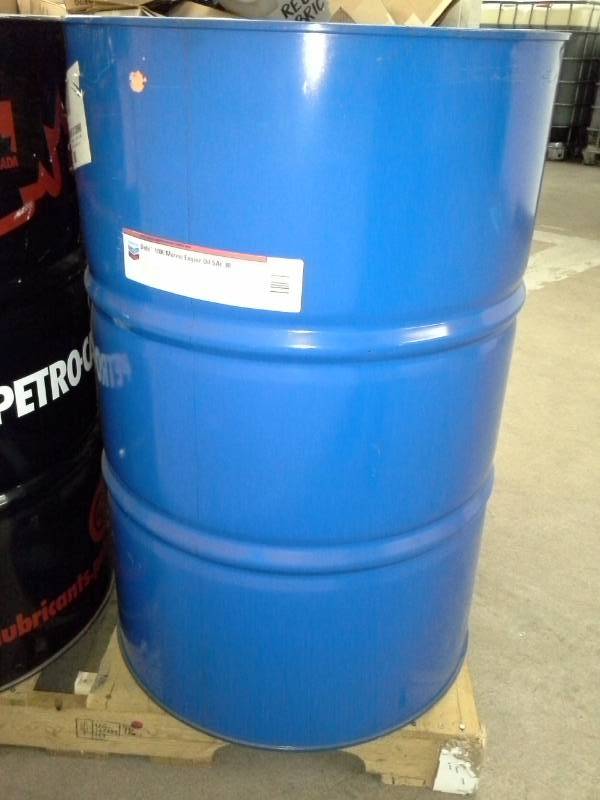 lot 13 image: One - 55 Gallon Drum Chevron Delo 1000 Marine Lubricant SAE30