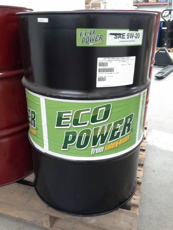 lot 3 image: One - 55 Gallon Drum Eco-Power 5W-20 Motor Oil