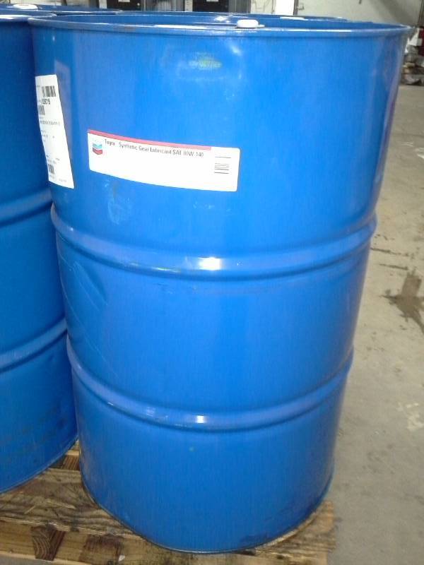 lot 21 image: One Drum Chevron Tegra Synthetic Gear Lubricant SAE 80W-140