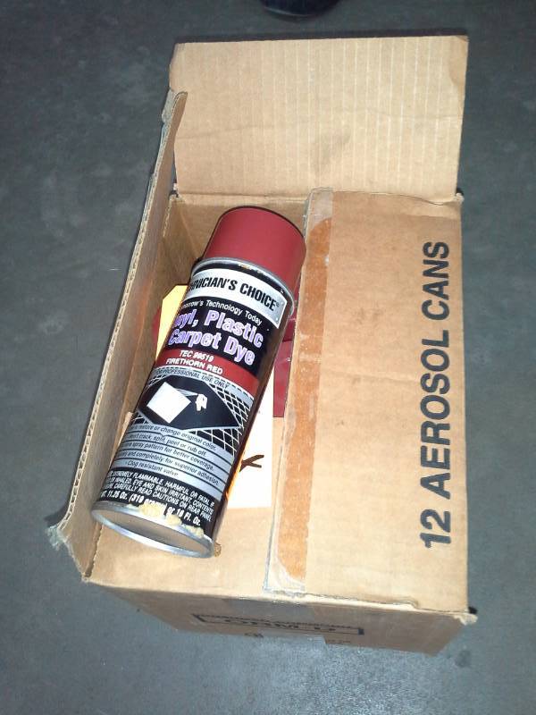lot 97 image: 10 Cans of Protector Firethorn Red Color, Vinyl, Plastic and Carpet Dye