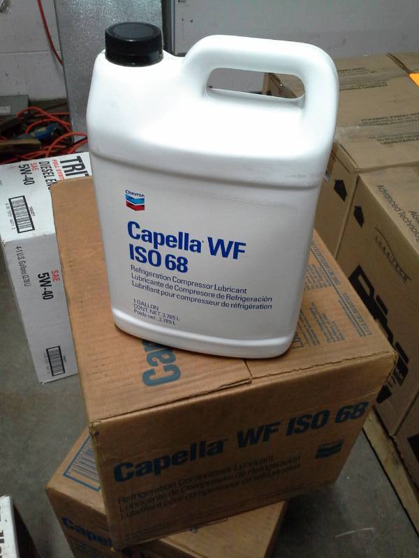 lot 152 image: 1 Case of Chevron Capella ISO 68 Refrigeration Compressor Lubricant