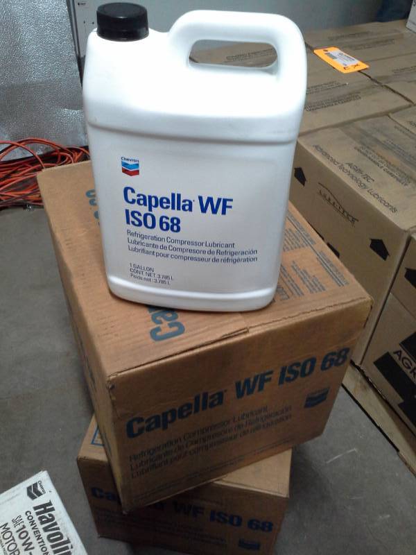 lot 153 image: 1 Case of Chevron Capella ISO 68 Refrigeration Compressor Lubricant