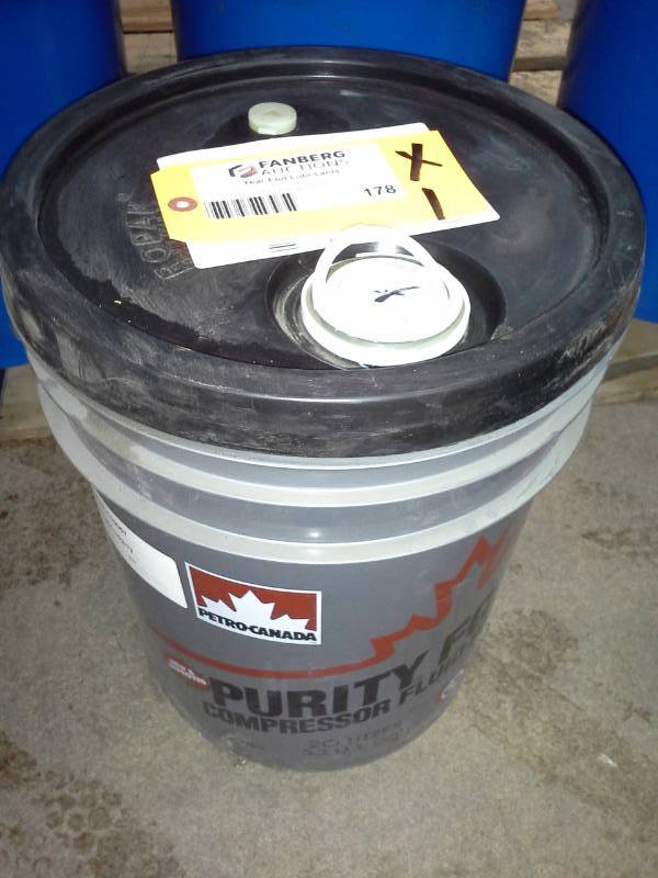 lot 178 image: 1 - 5.3 Gallon Pail of Petro-Can Purity Food Grade Compressor Oil 100