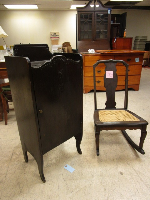 lot 811 image: ANTIQUE SHEET MUSIC  CABINET  ROCKING CHAIR