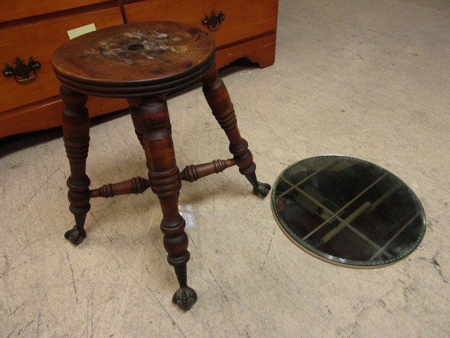 lot 830 image: PIANO STOOL  VINTAGE MIRROR