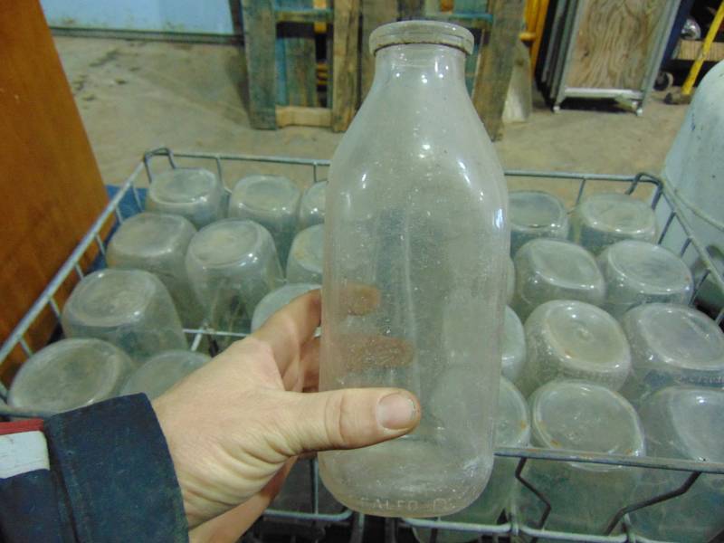 lot 78 image: (2) Crates of Vintage Glass Milk Bottles