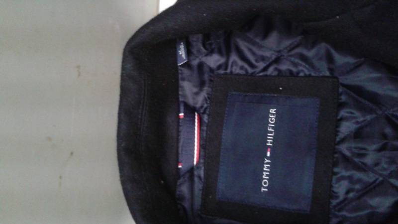 lot 38 image: Tommy Hilfiger Navy Pea Coat, Size Large