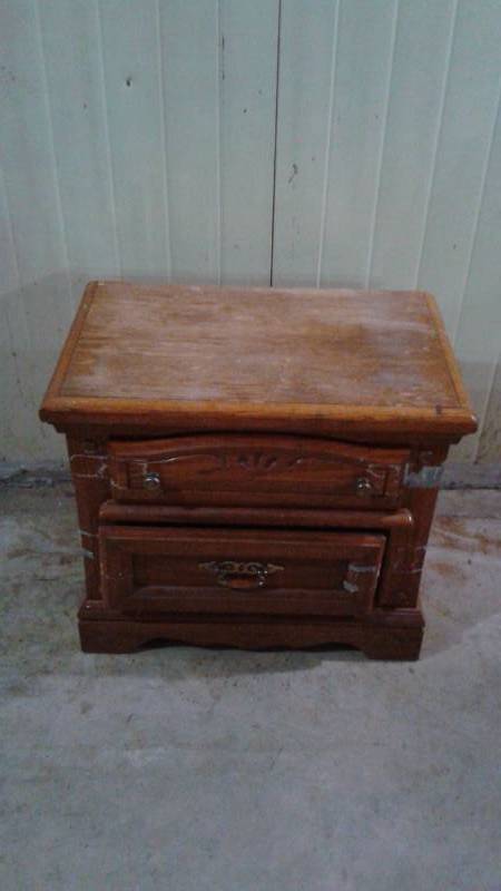 lot 52 image: Bedroom End Table, Scuffed, Some Wear, Some Tape On It