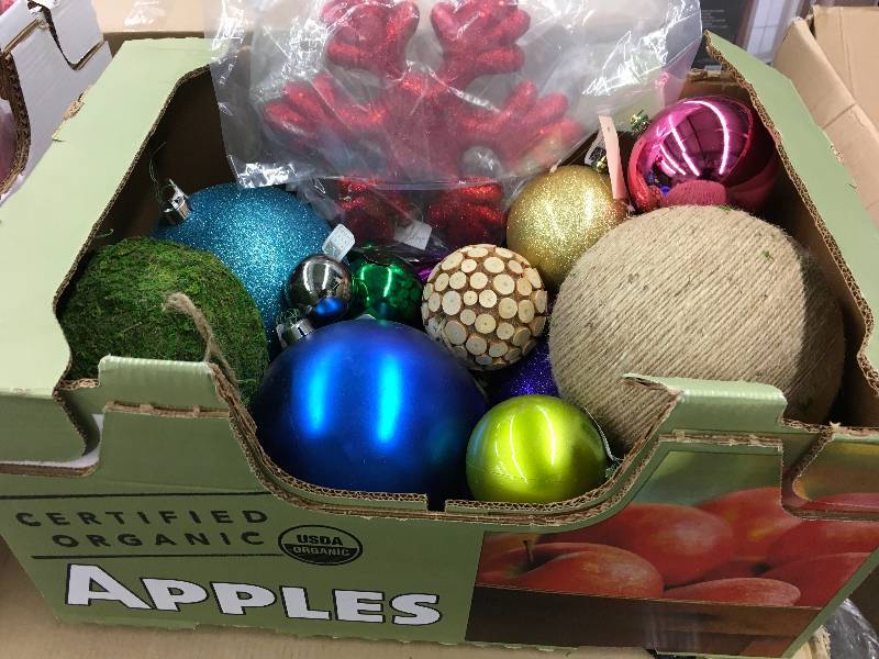 Box Of Misc Sized Ornaments