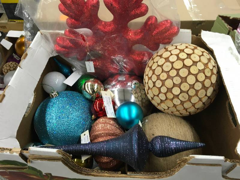 Box Of Misc Sized Ornaments