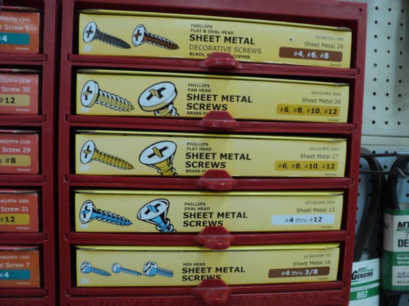 Display box filled with sheet metal...