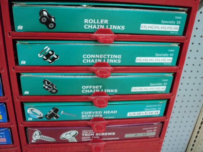 Display box filled with chain links...