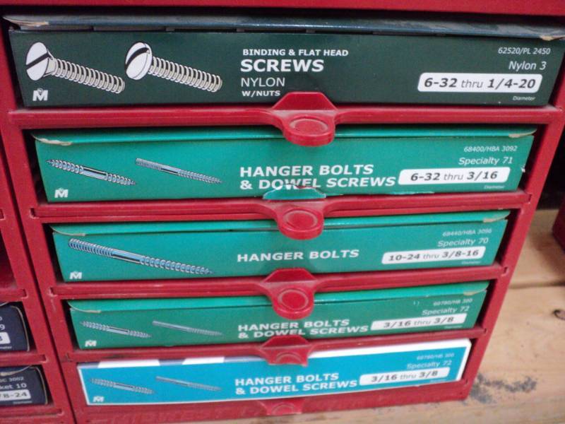 Display box filled with hanger bolt...