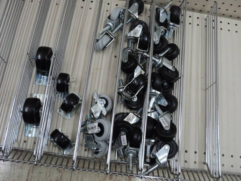 Lot of caster wheels, caster cups a...