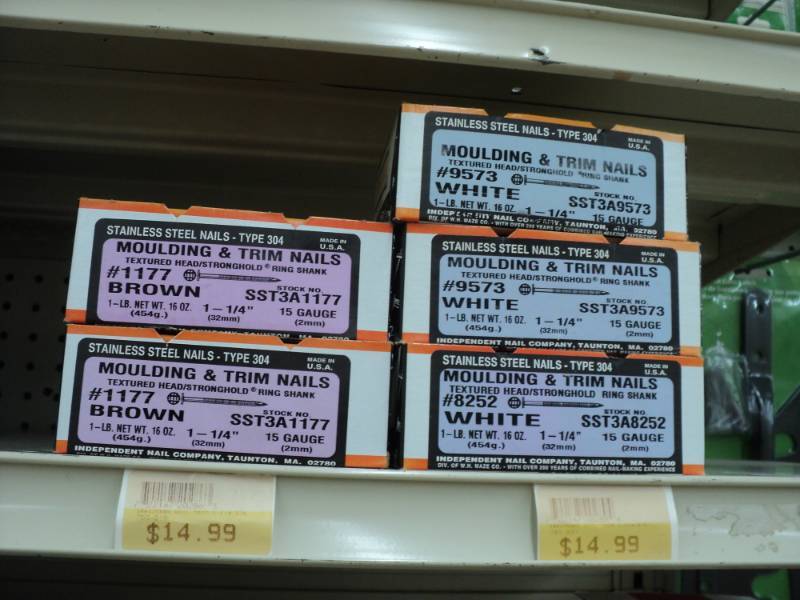 5 boxes of moulding and trim nails...