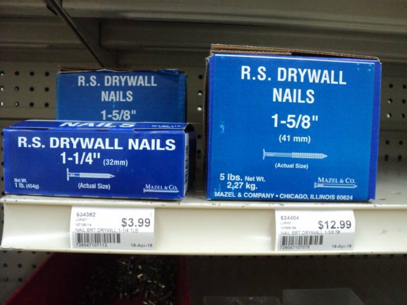 3 boxes of R. S. drywall nails...