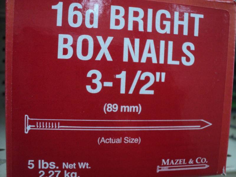 box of 16D bright nails...