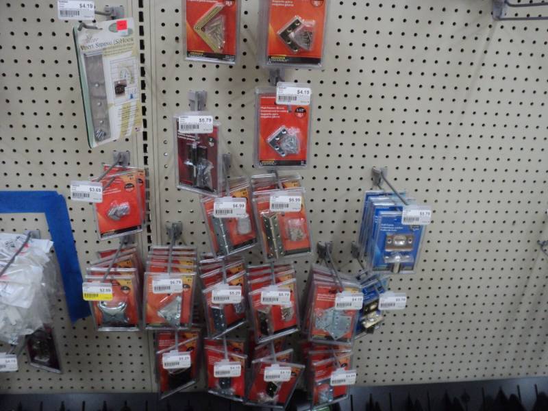 Lot of flat and corner braces, hasp...