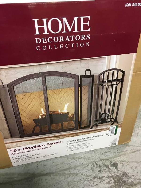 Home Decorators Collection Radclife Manor 3-Panel 55 in. Fireplace Screen open box not used
