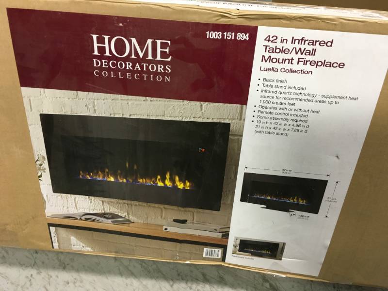 Home Decorators Collection 42 in. Infrared Wall Mount Electric Fireplace open box not used