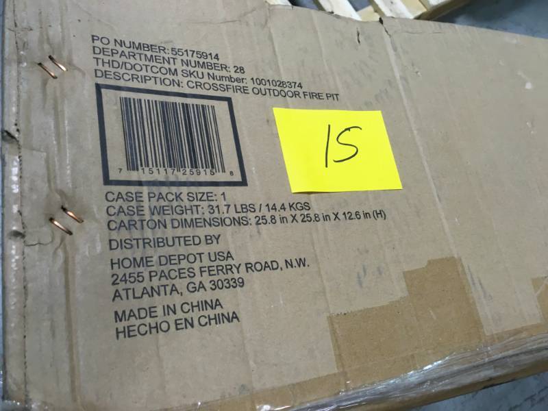 Hampton Bay Crossfire 29.50 in. Steel Fire Pit with Cooking Grate open box not used