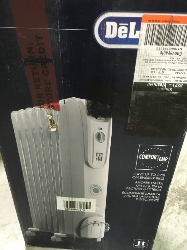 DeLonghi Comfort Temp Oil-Filled Radiant Portable Heater open box not used