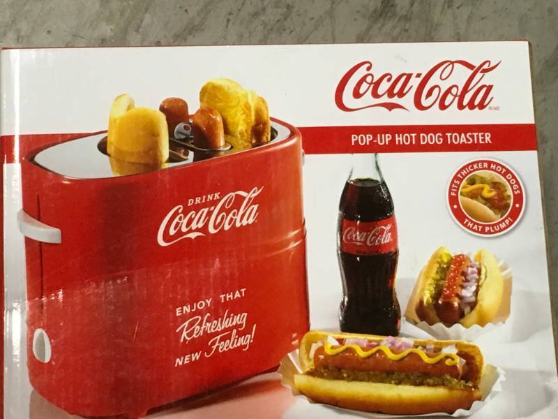 Nostalgia Coca-Cola 2-Slice Red Hot Dog Toaster open box not used