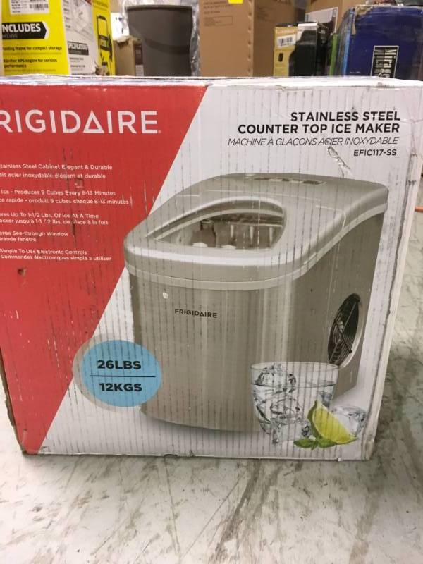 Frigidaire 26 lb. Portable Countertop Ice Maker in Stainless Steel open box not used
