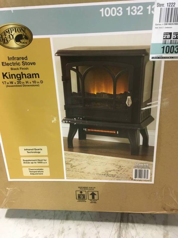 Hampton Bay Kingham 1,000 sq. ft. Panoramic Infrared Electric Stove in Black with Electronic Thermostat open box not used