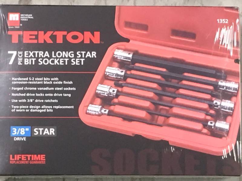 TEKTON 38 in. Drive T10-T40 Long Star Bit Socket Set open box not used