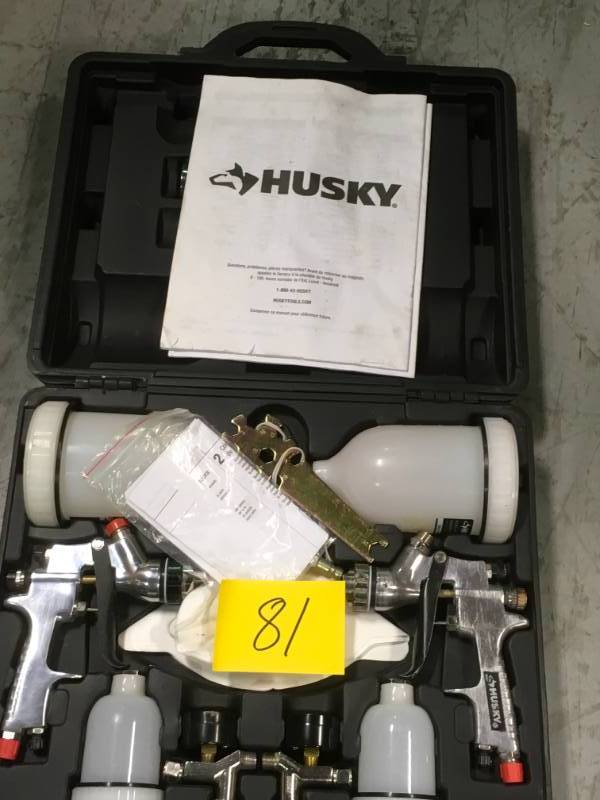 Husky HVLP and Standard Gravity Feed Spray Gun Kit USED in working condition