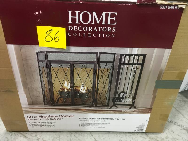 Home Decorators Collection Kempston Park Oil-Rubbed Bronze 3-Panel 50 in. Fireplace Screen with Doors not used