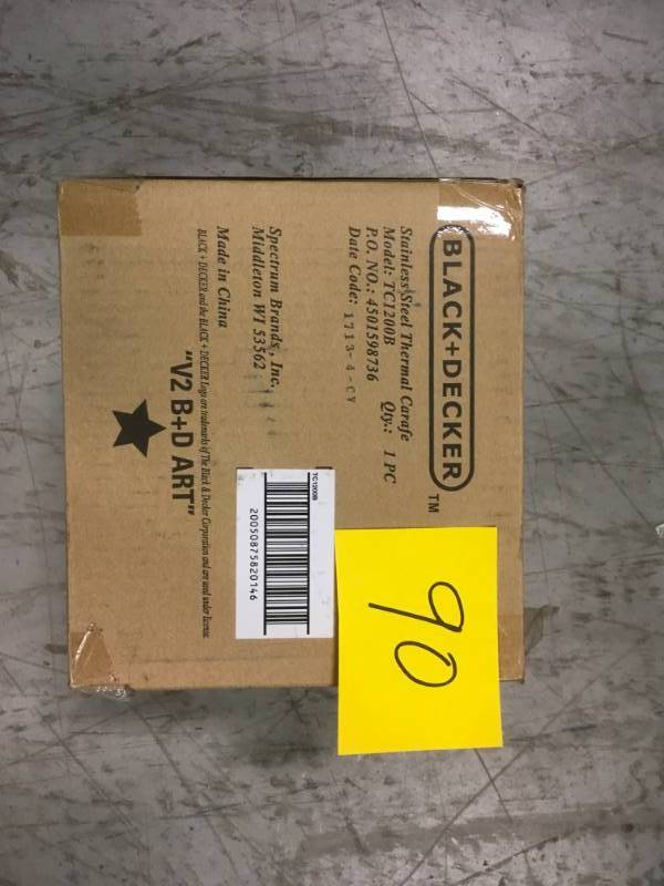 BLACKDECKER 12-Cup Thermal Replacement Carafe, Silver, TC1200B open box not used