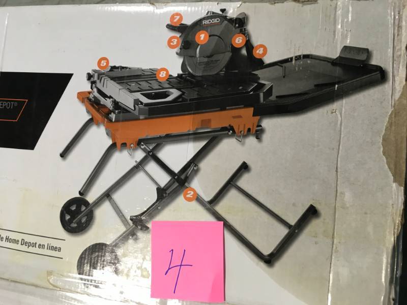 lot 4 image: RIDGID 10 in. Wet Tile Saw with Stand USED in good working condition