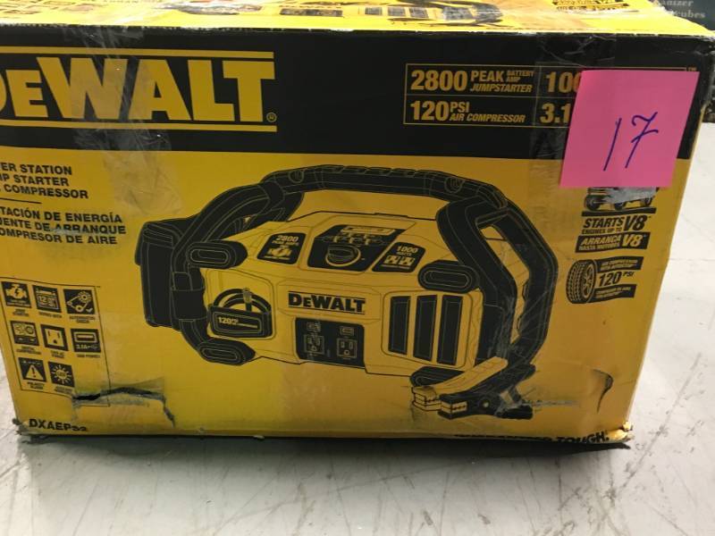 lot 17 image: DEWALT 2800 Peak Amp Jump Starter 1000-Watt Power Inverter with Digital Compressor USED in good working condition