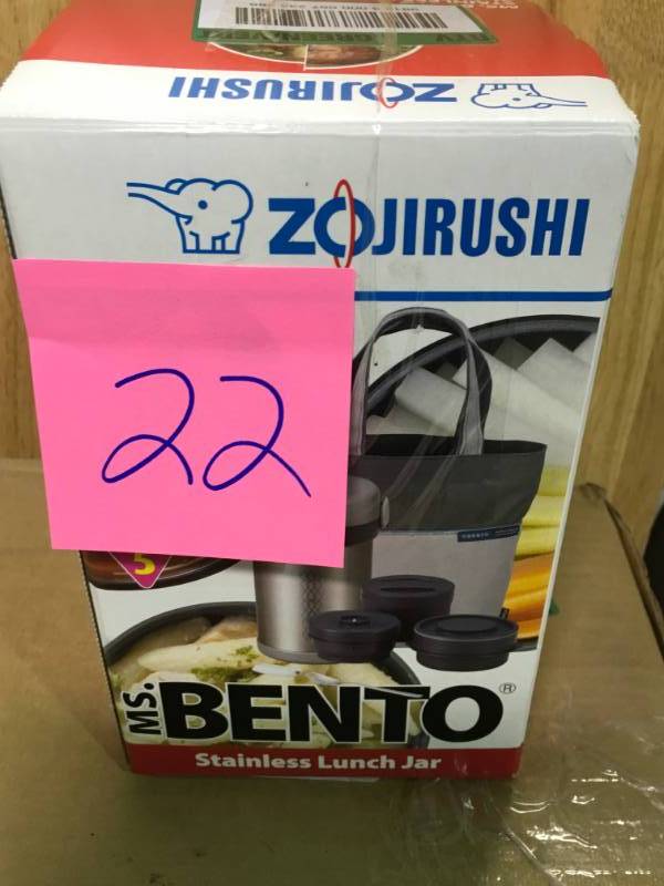 lot 22 image: Zojirushi Ms. Bento SS Lunch Jar - SS  open box in like new condition