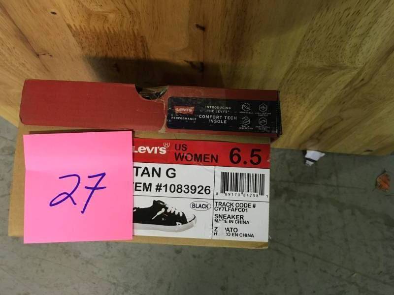 lot 27 image: Levis Ladies Stan G Slip On Denim Black Sneakers Size 6.5 not used