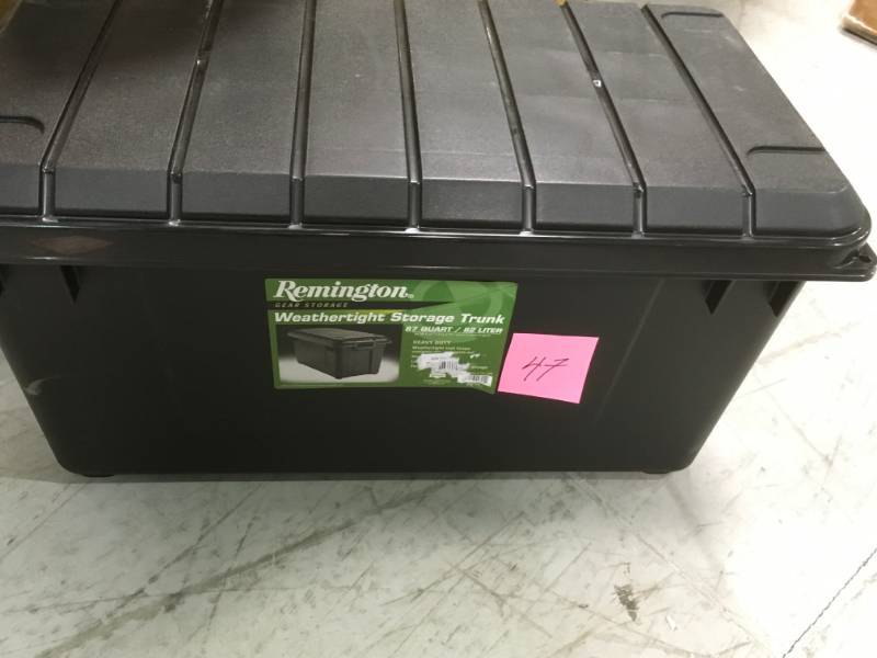 lot 47 image: IRIS 82 Qt. Remington Weather Tight Store-It-All Storage Bin in Black not used
