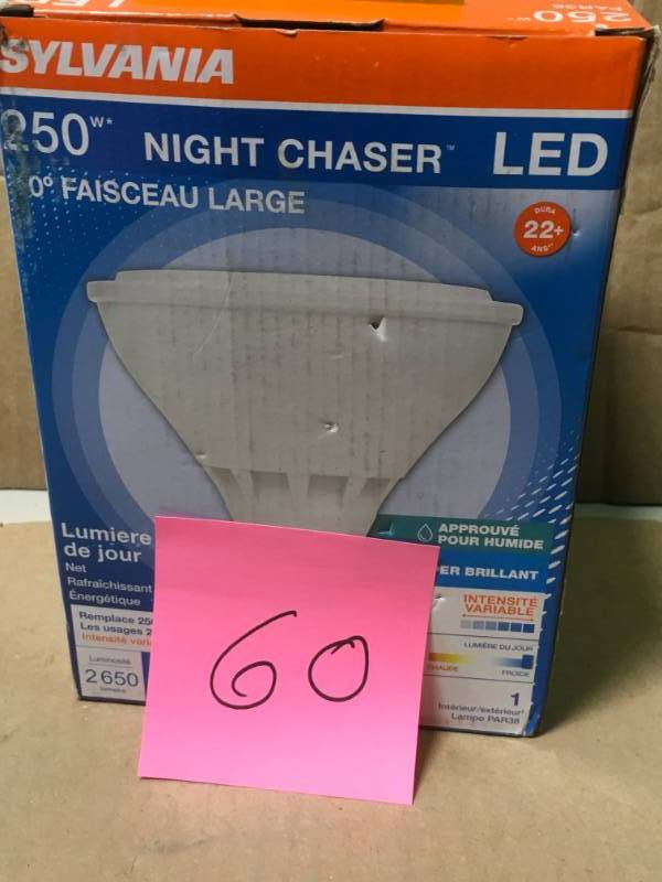 lot 60 image: 26-Watt (250-Watt Equivalent) Daylight Reflector PAR38 LED Night Chaser Flood Light Bulb not used