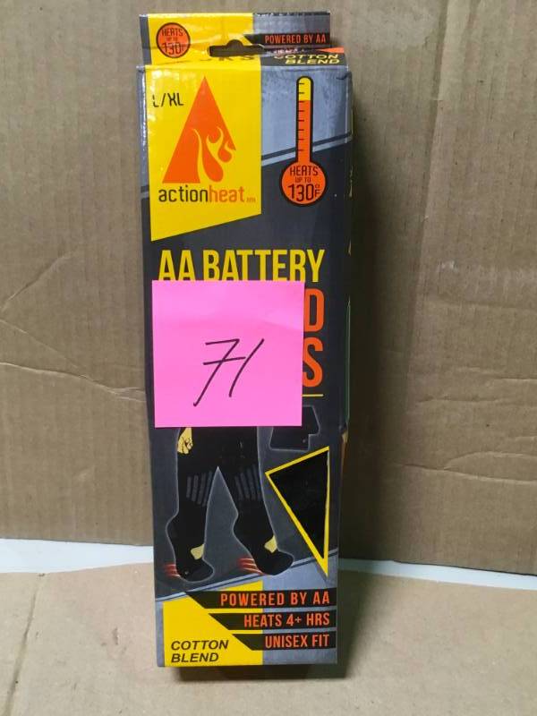 lot 71 image: ActionHeat Cotton AA Battery Heated Socks not used