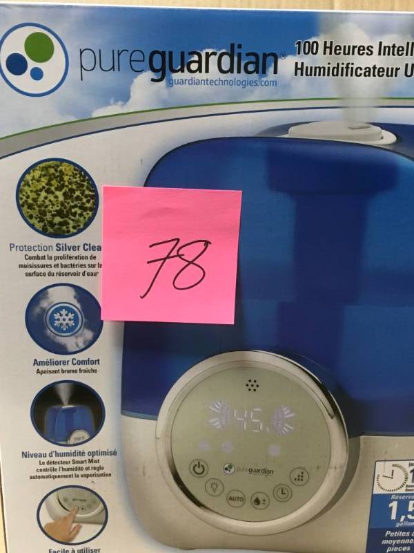 lot 78 image: Pure Guardian - 1.5 Gal. Cool Mist Humidifier - Whiteblue not used