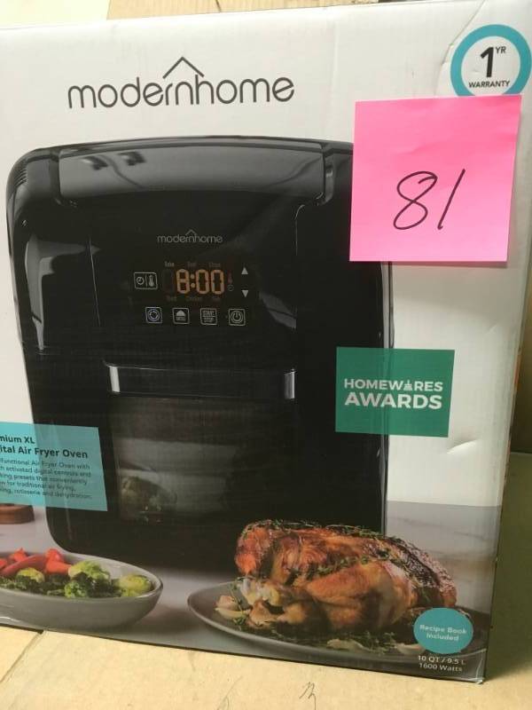 lot 81 image: Premium XL Large Digital Air Fryer Oven 10 Qt 1600-Watt By Modernhome Healthy not used